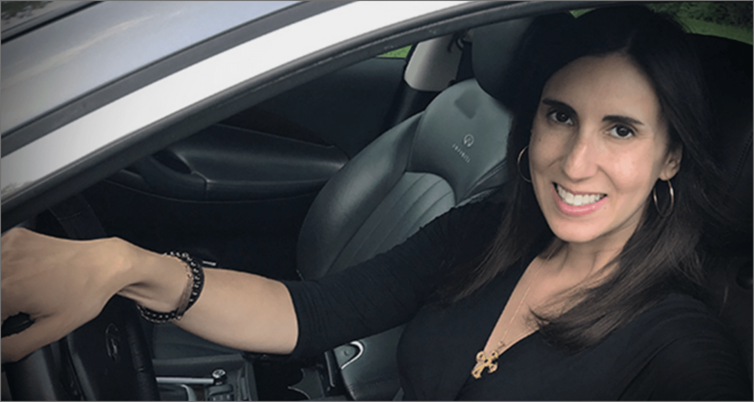 Own Your Relapsing MS Story LEMTRADA patient, Katy, in the driver's seat and owning her relapsing multiple sclerosis