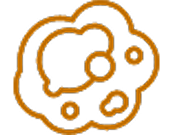 Icon of a cancerous cells in orange.