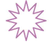Icon of a starburst shape in purple.