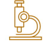 Icon of a microscope in orange.