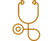 Icon of a stethoscope in orange.