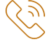 Icon of a telephone handset with signal waves in orange.