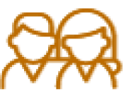 Icon of two people standing side by side in orange.