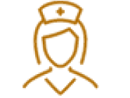 Icon of a medical assistant wearing a cap in orange.