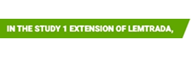 Image labeled "IN THE STUDY 1 EXTENSION OF LEMTRADA" in a rectangular green box.